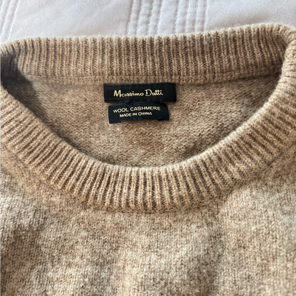 Massimo Dutti Men's Tan Wool Cashmere Sweater
